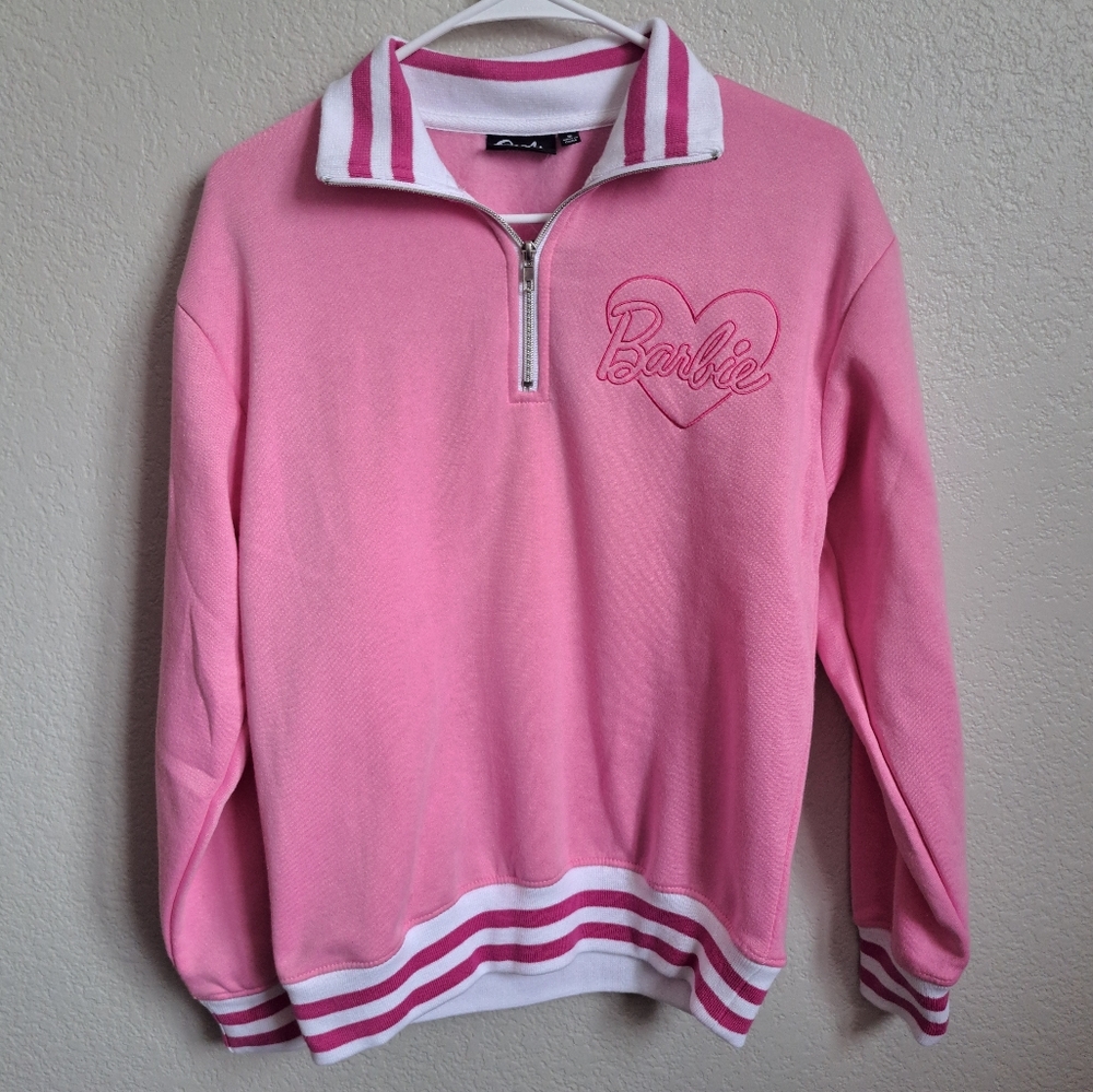 NWT Barbie Pink Quarter Zip Jacket Size Small